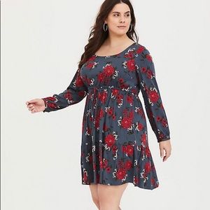 Torrid blue floral challis skater dress